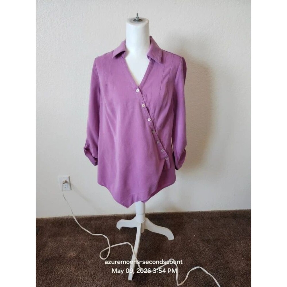Soft Surroundings purple button front blouse SZ Petite Sm